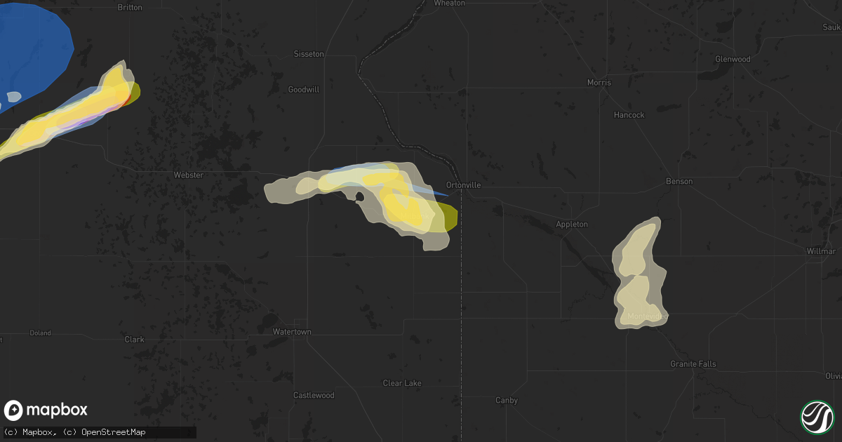 Hail map in Milbank, SD on August 5, 2022