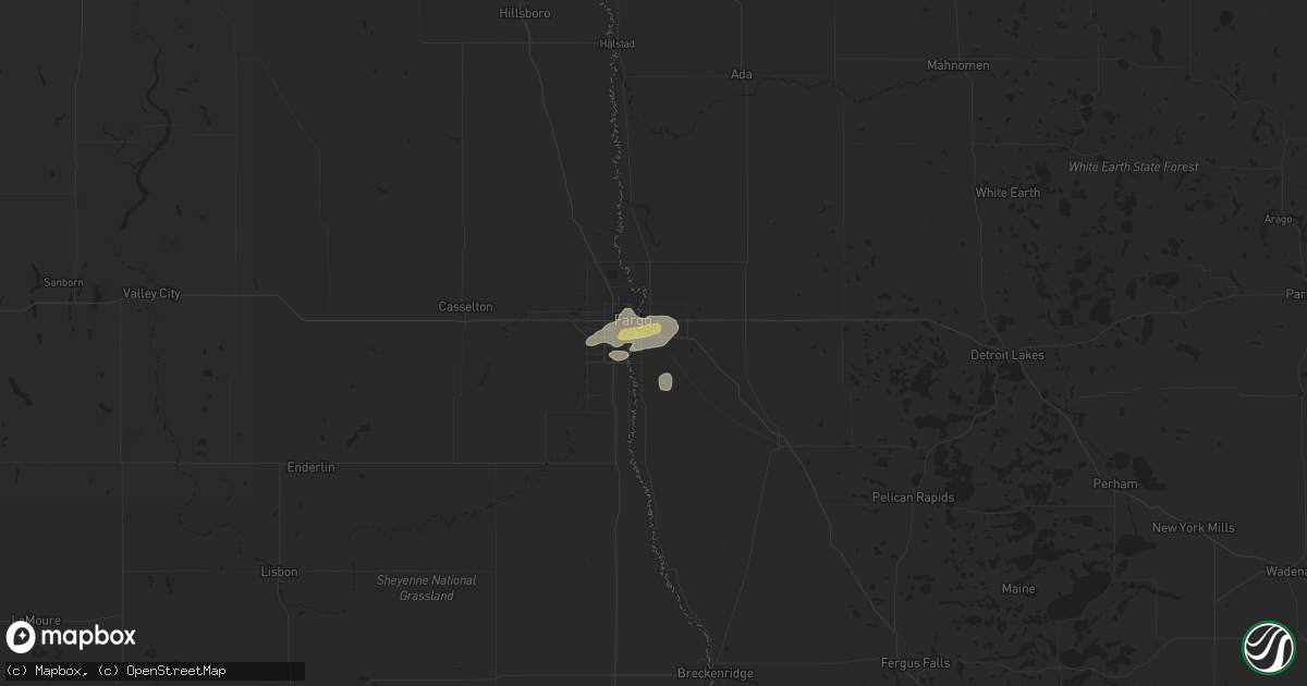 Hail map in Moorhead, MN on August 5, 2022