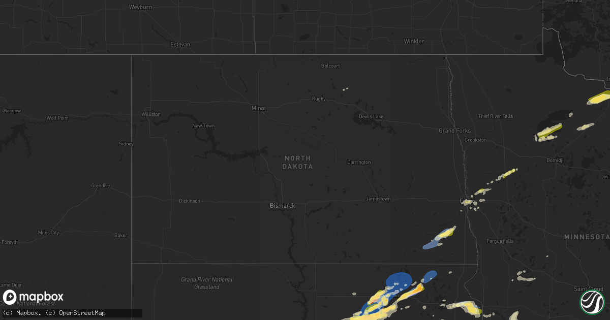 Hail map in North Dakota on August 5, 2022