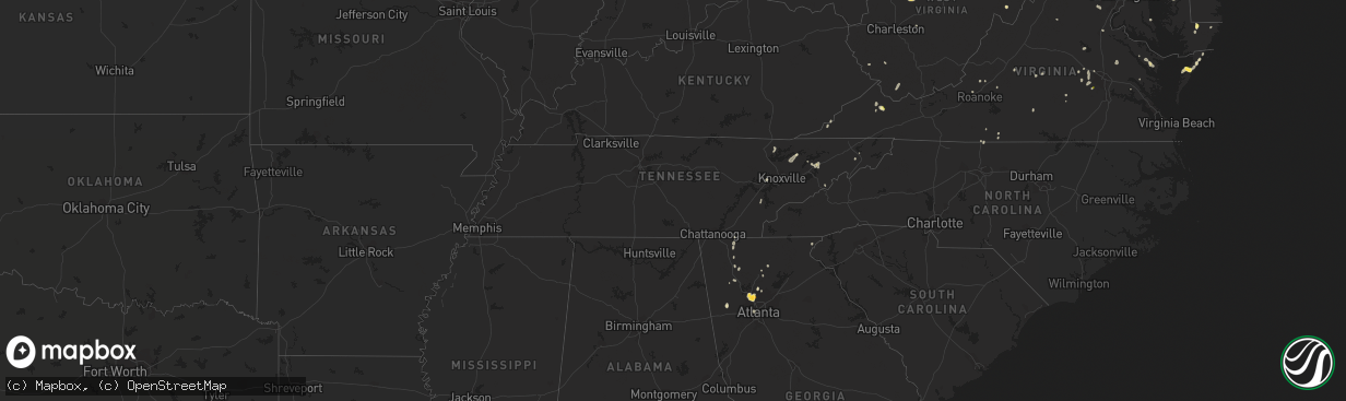 Hail map in Tennessee on August 5, 2022