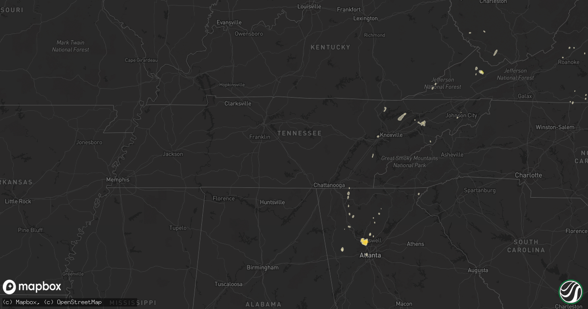 Hail map in Tennessee on August 5, 2022