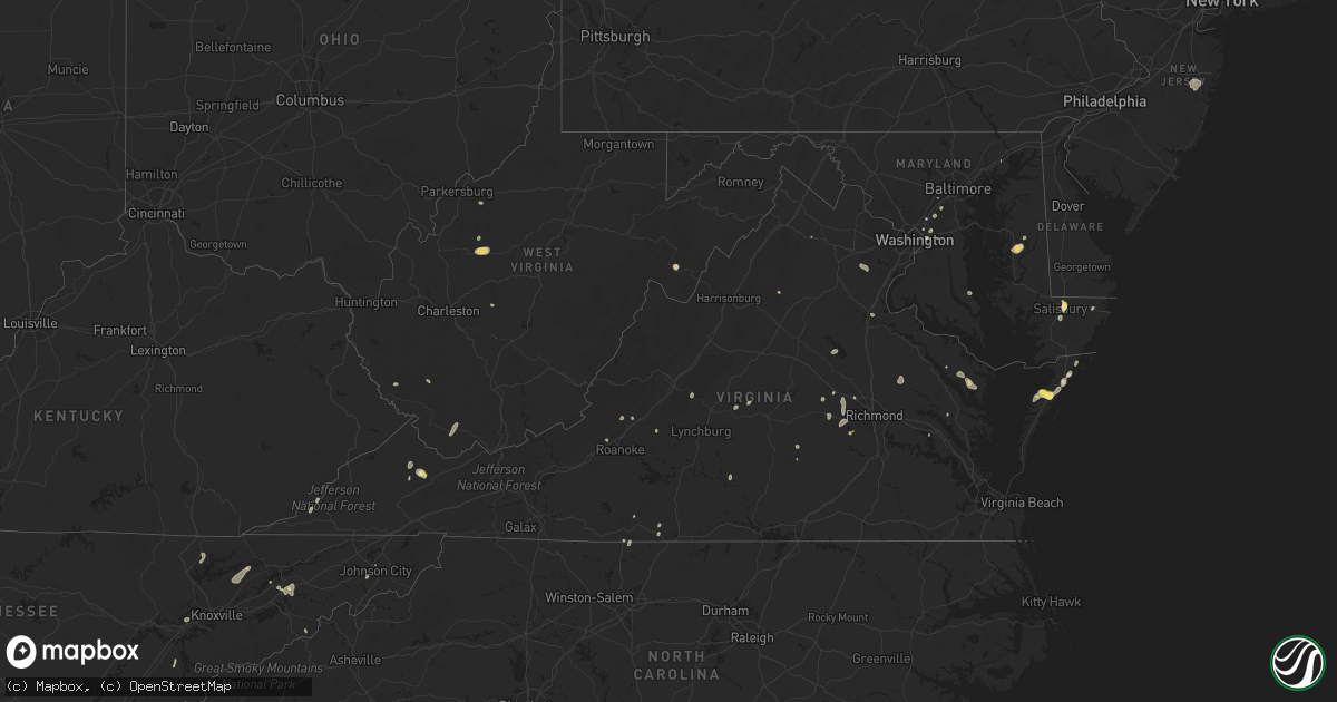 Hail map in Virginia on August 5, 2022