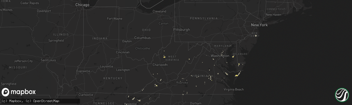 Hail map in West Virginia on August 5, 2022