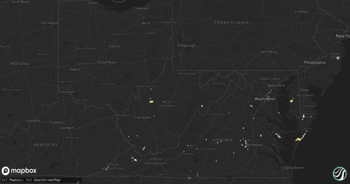 Hail map in West Virginia on August 5, 2022