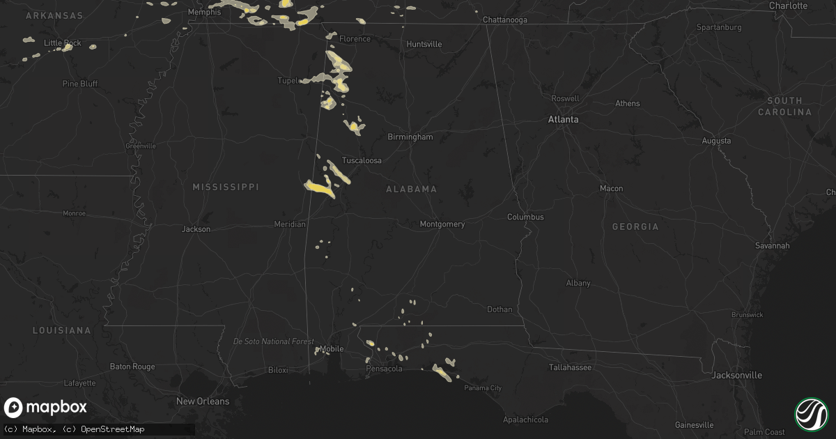 Hail map in Alabama on August 5, 2023