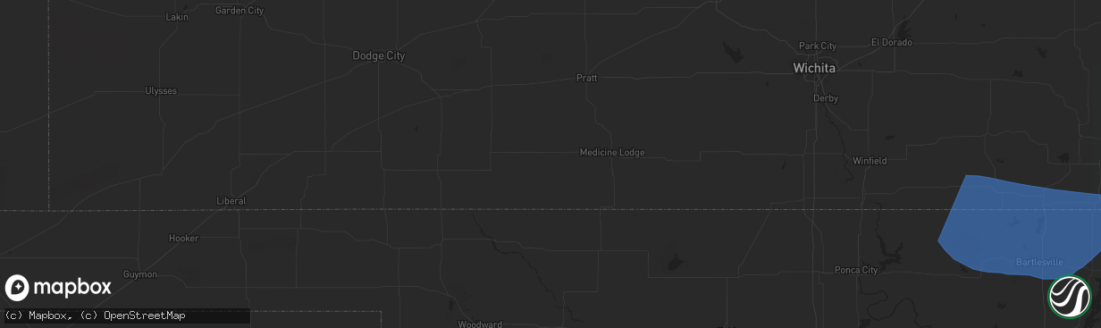 Hail map in Goodland, KS on August 5, 2023