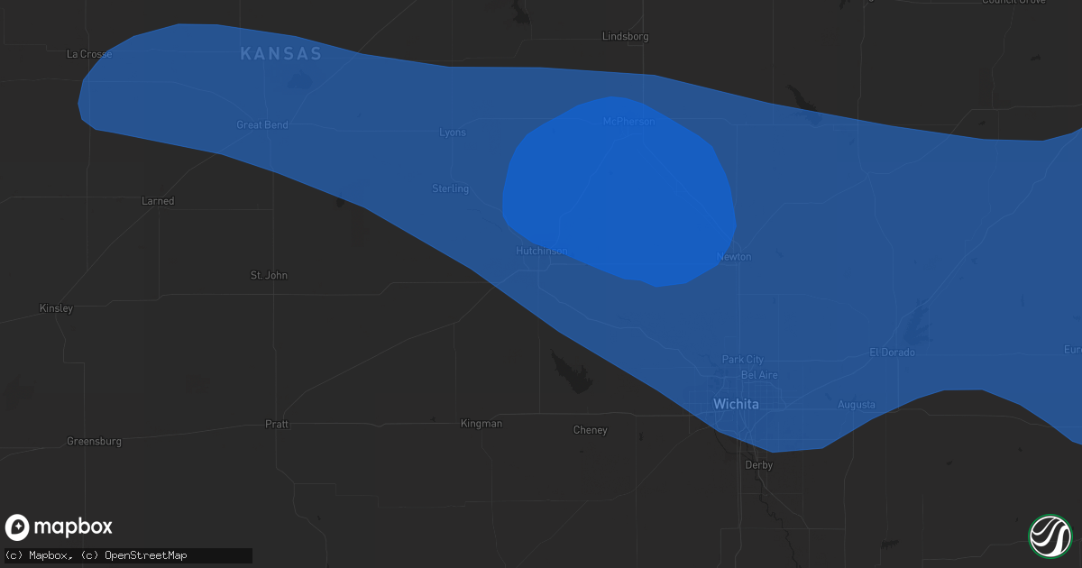 Hail map in Hutchinson, KS on August 5, 2023
