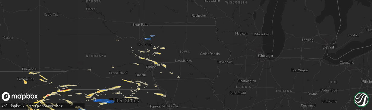 Hail map in Iowa on August 5, 2023
