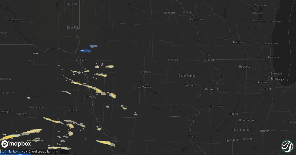 Hail map in Iowa on August 5, 2023