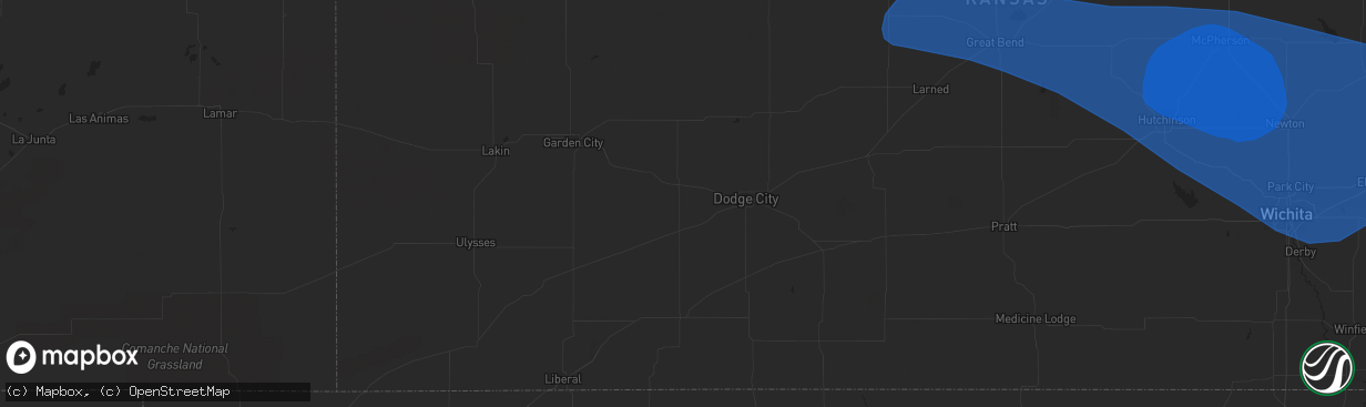 Hail map in Newton, KS on August 5, 2023