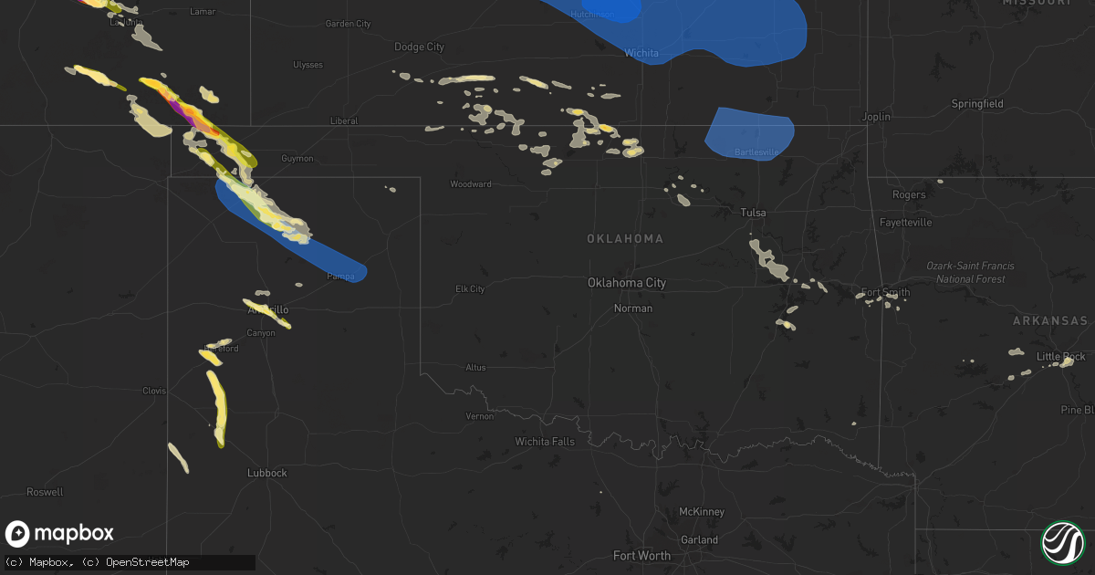 Hail map in Oklahoma on August 5, 2023