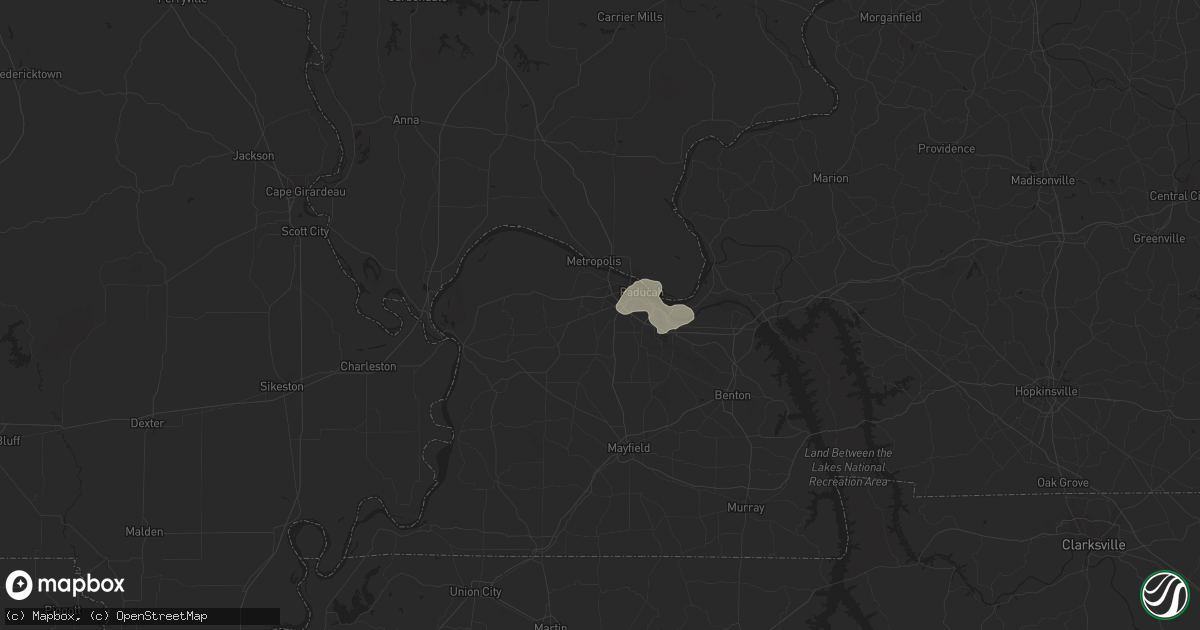 Hail map in Paducah, KY on August 5, 2023