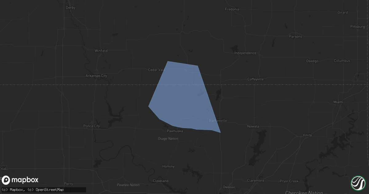 Hail map in Peru, KS on August 5, 2023