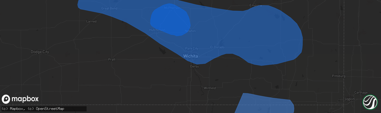 Hail map in Wichita, KS on August 5, 2023