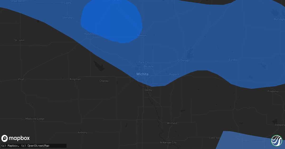 Hail map in Wichita, KS on August 5, 2023
