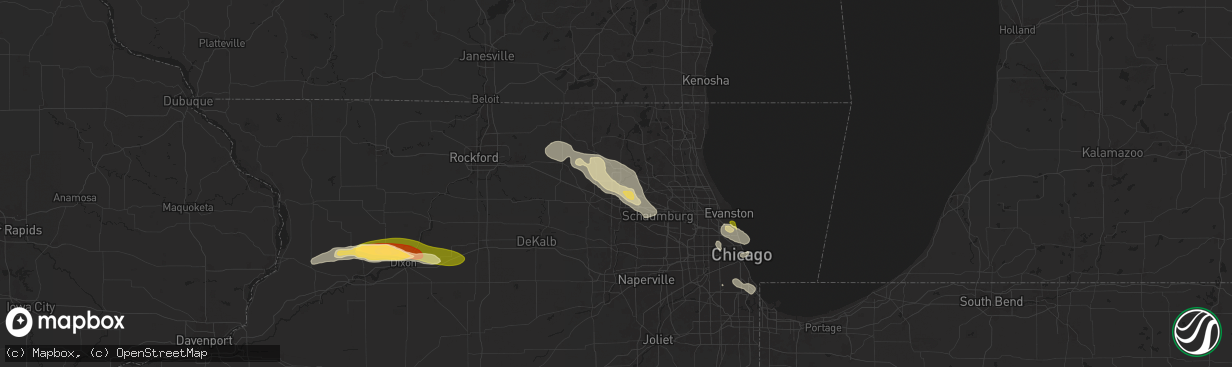 Hail map in Algonquin, IL on August 5, 2024