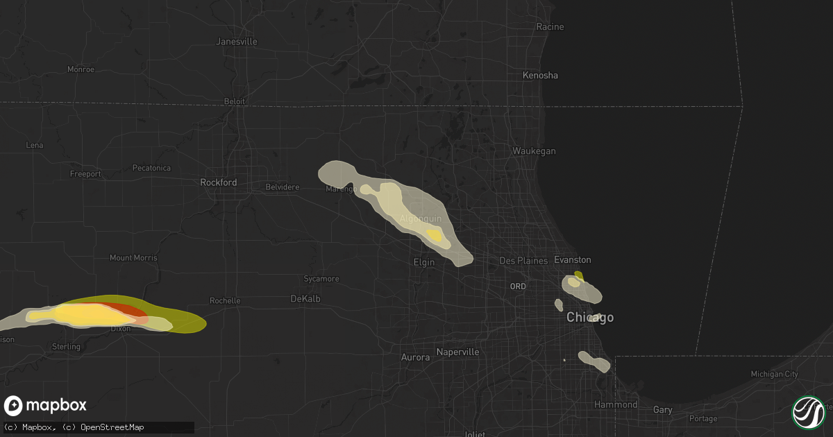 Hail map in Algonquin, IL on August 5, 2024
