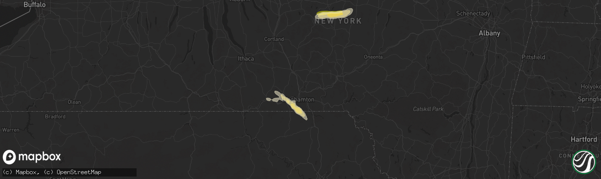 Hail map in Binghamton, NY on August 5, 2024