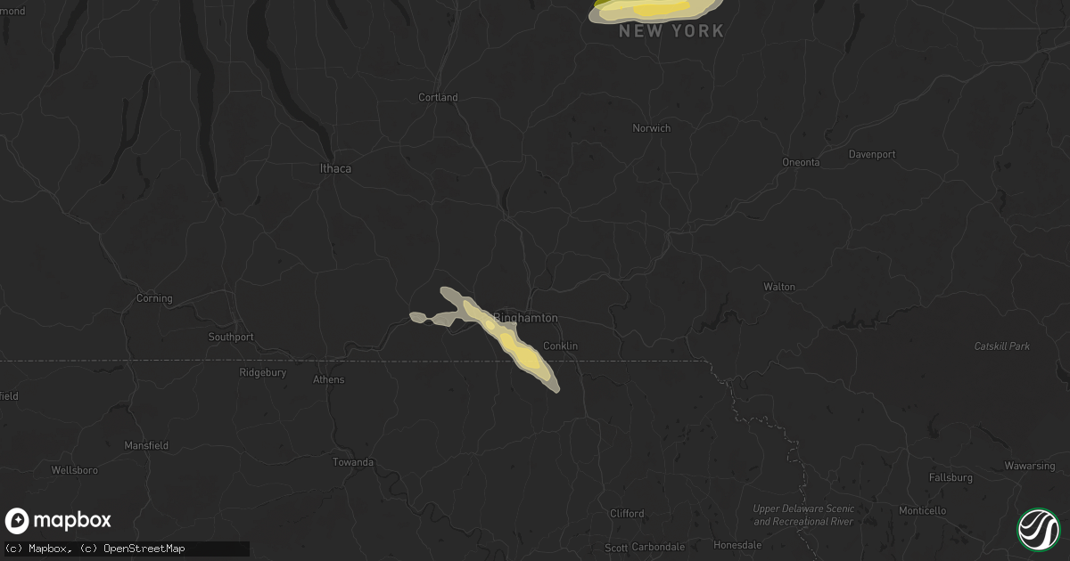 Hail map in Binghamton, NY on August 5, 2024