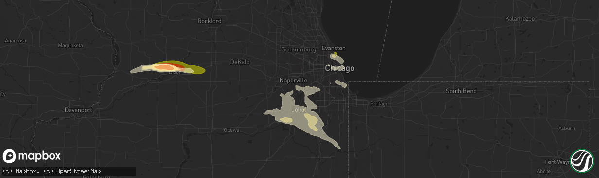 Hail map in Bolingbrook, IL on August 5, 2024