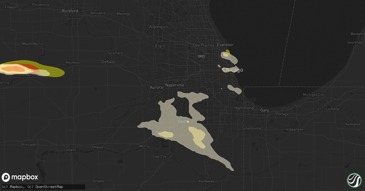Hail map in Bolingbrook, IL on August 5, 2024