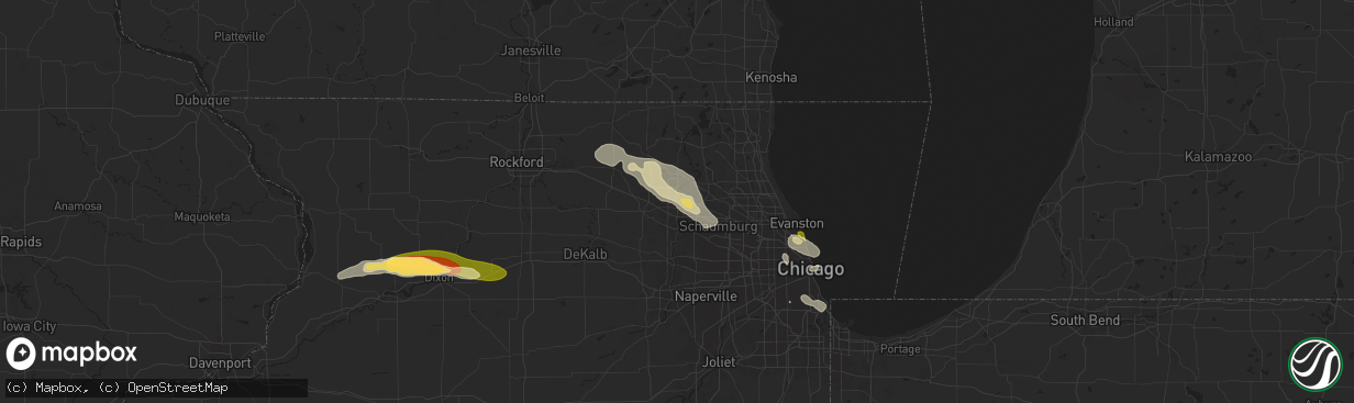 Hail map in Carpentersville, IL on August 5, 2024