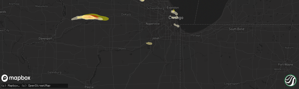 Hail map in Channahon, IL on August 5, 2024