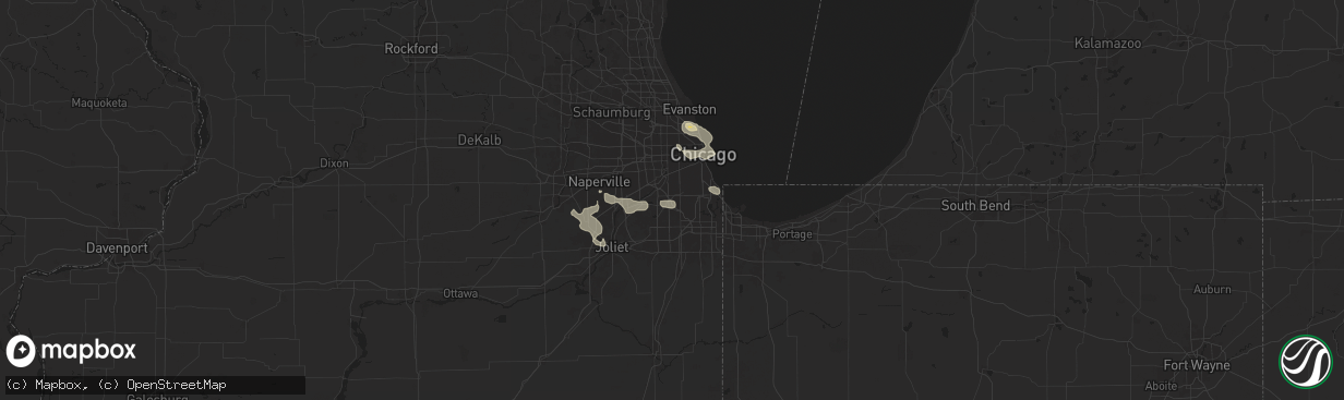 Hail map in Chicago Ridge, IL on August 5, 2024