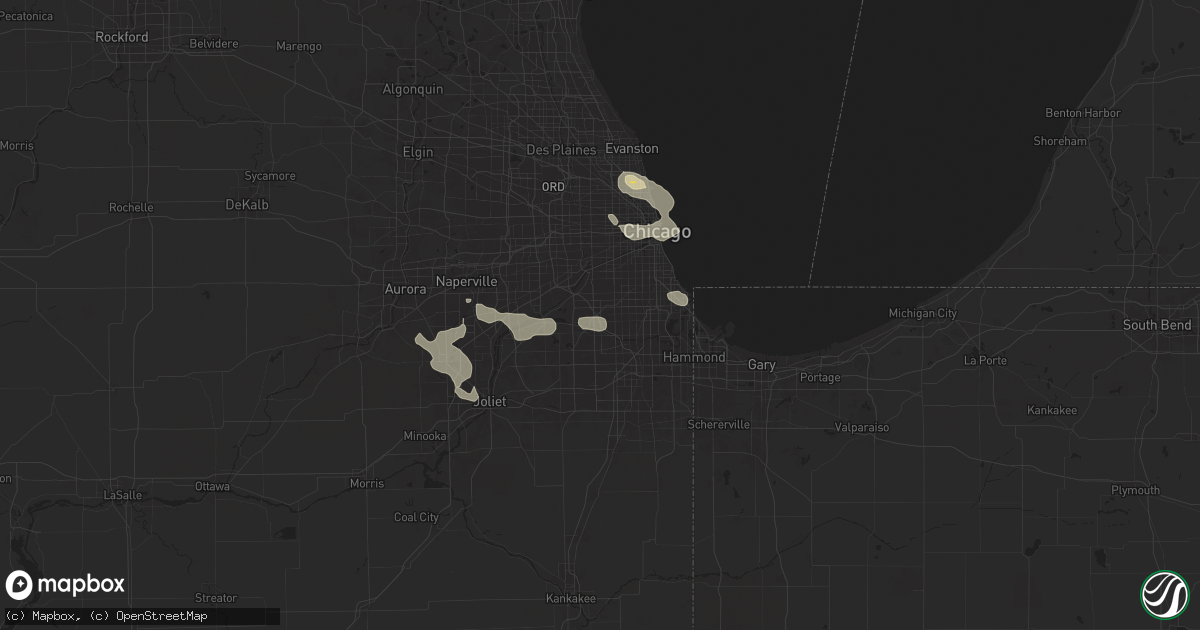 Hail map in Chicago Ridge, IL on August 5, 2024
