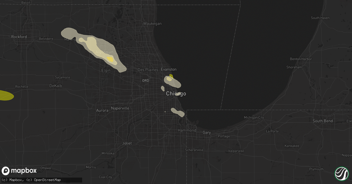 Hail map in Chicago, IL on August 5, 2024