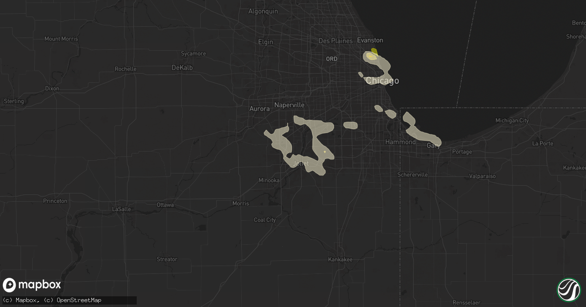 Hail map in Crest Hill, IL on August 5, 2024
