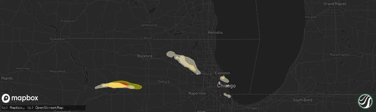 Hail map in Crystal Lake, IL on August 5, 2024