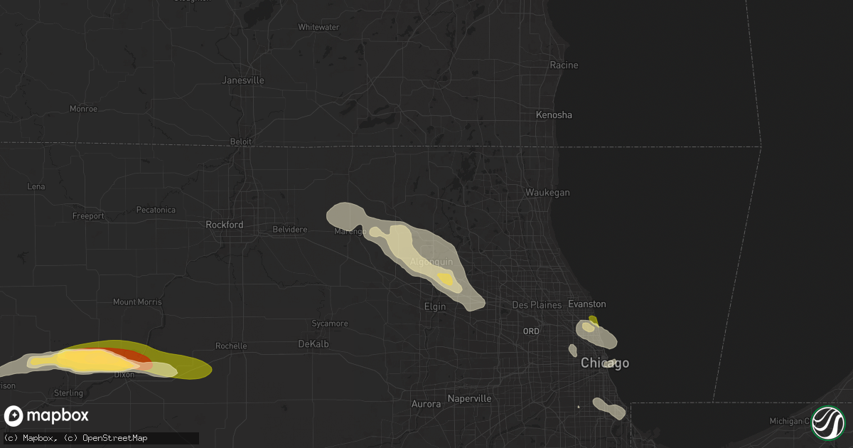 Hail map in Crystal Lake, IL on August 5, 2024