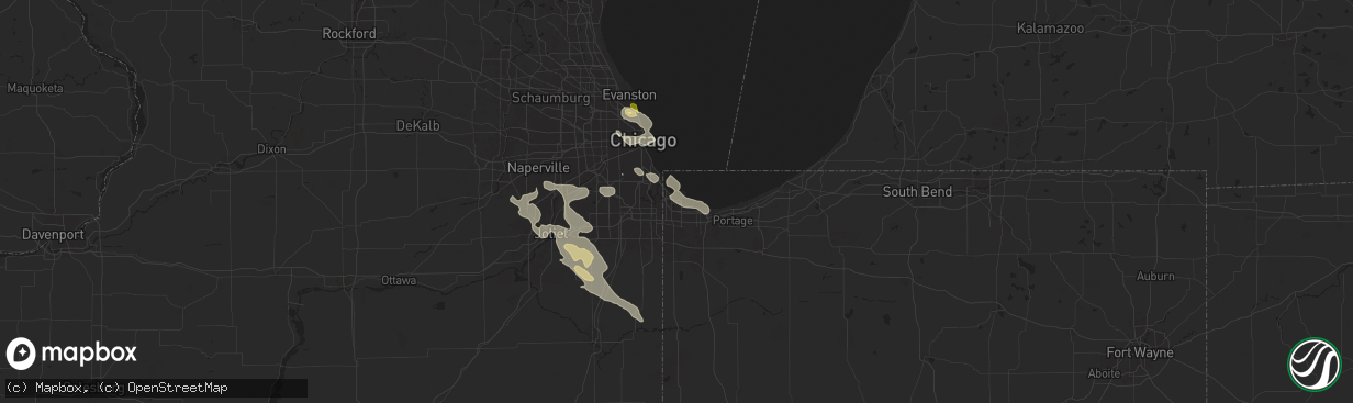 Hail map in East Chicago, IN on August 5, 2024