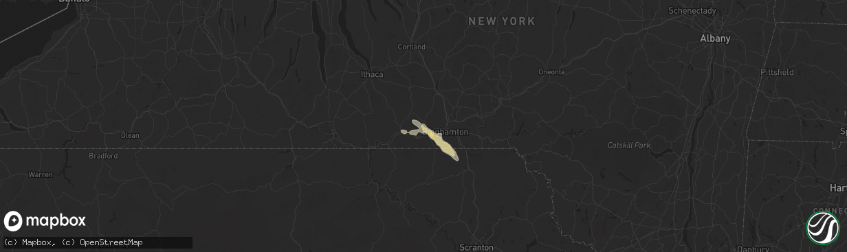 Hail map in Endicott, NY on August 5, 2024