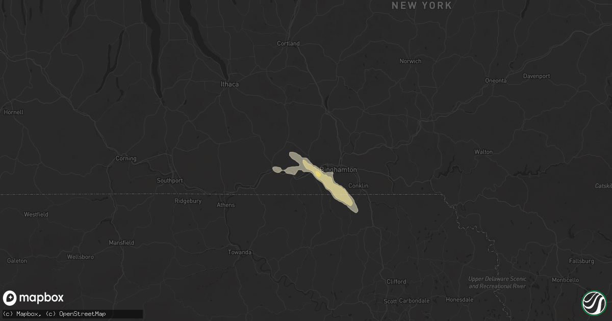 Hail map in Endicott, NY on August 5, 2024