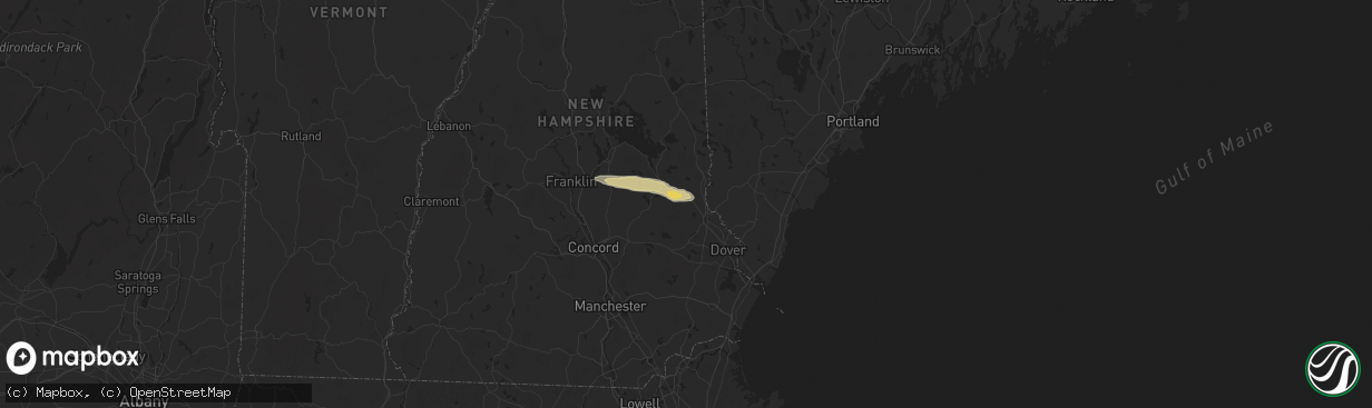 Hail map in Farmington, NH on August 5, 2024