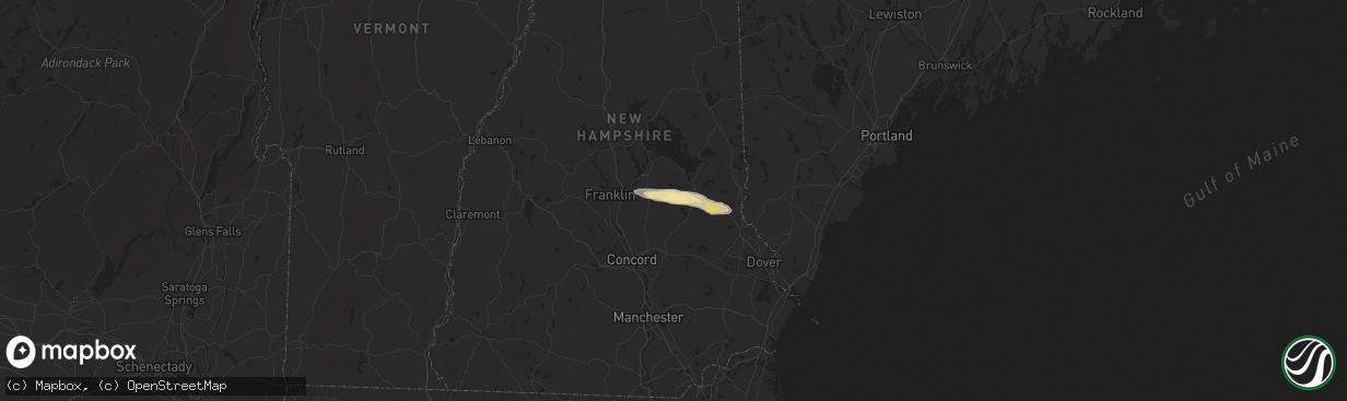 Hail map in Gilmanton Iron Works, NH on August 5, 2024