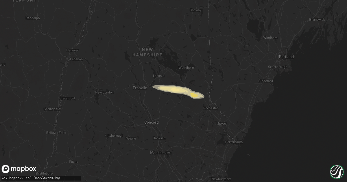 Hail map in Gilmanton Iron Works, NH on August 5, 2024