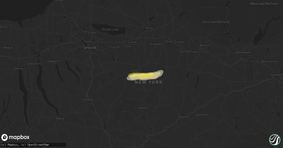Hail map in Hamilton, NY on August 5, 2024