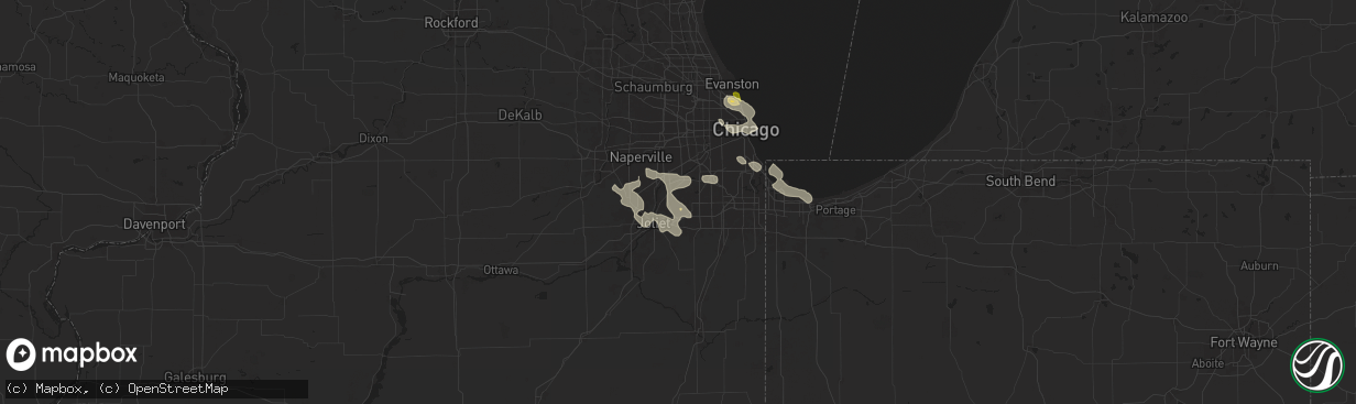 Hail map in Homer Glen, IL on August 5, 2024