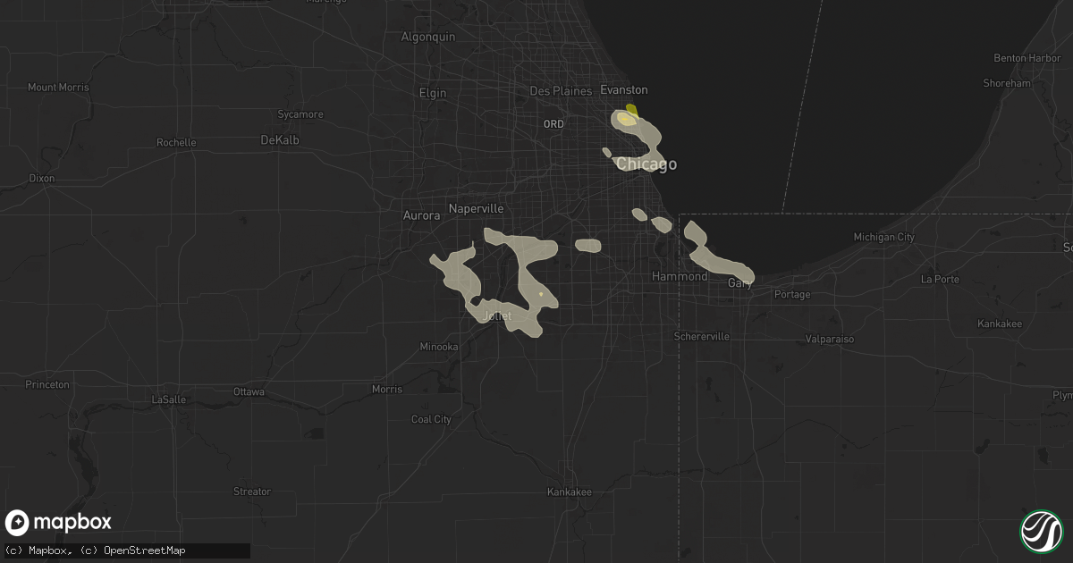 Hail map in Homer Glen, IL on August 5, 2024