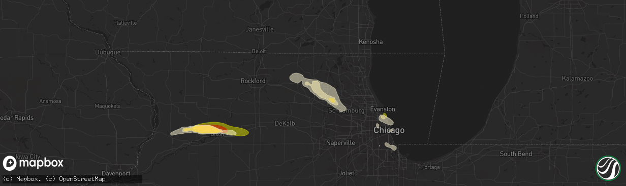 Hail map in Huntley, IL on August 5, 2024