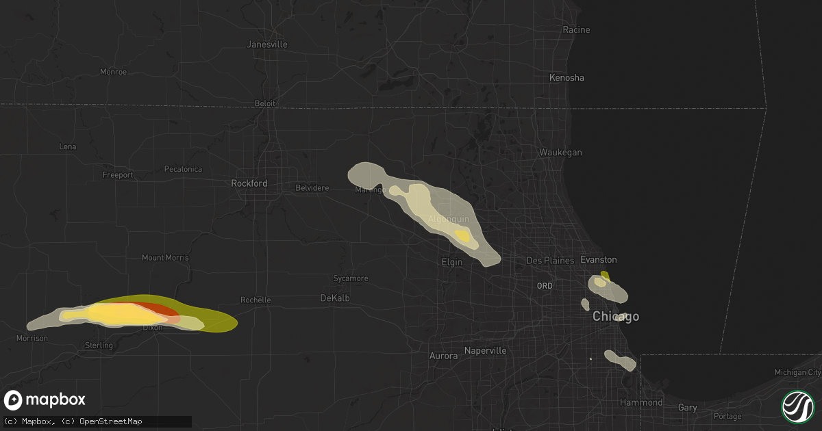 Hail map in Huntley, IL on August 5, 2024