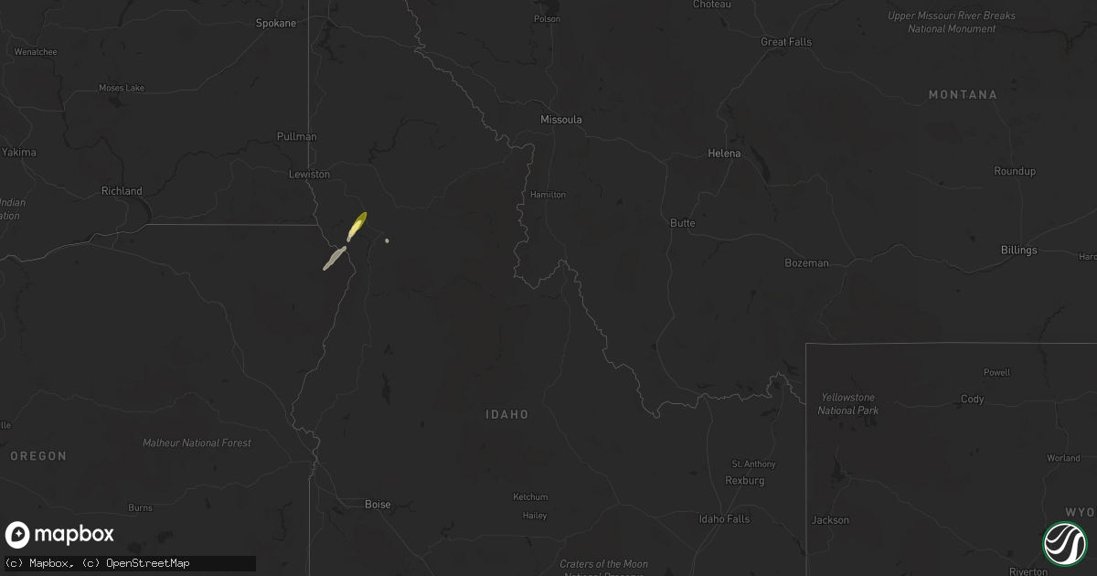 Hail map in Idaho on August 5, 2024