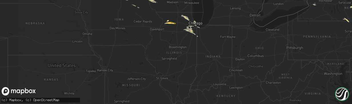 Hail map in Illinois on August 5, 2024