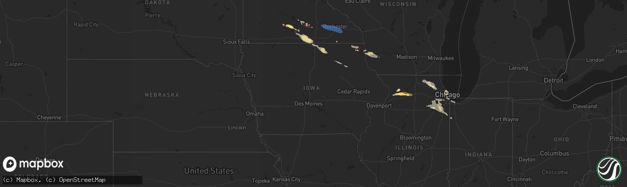 Hail map in Iowa on August 5, 2024