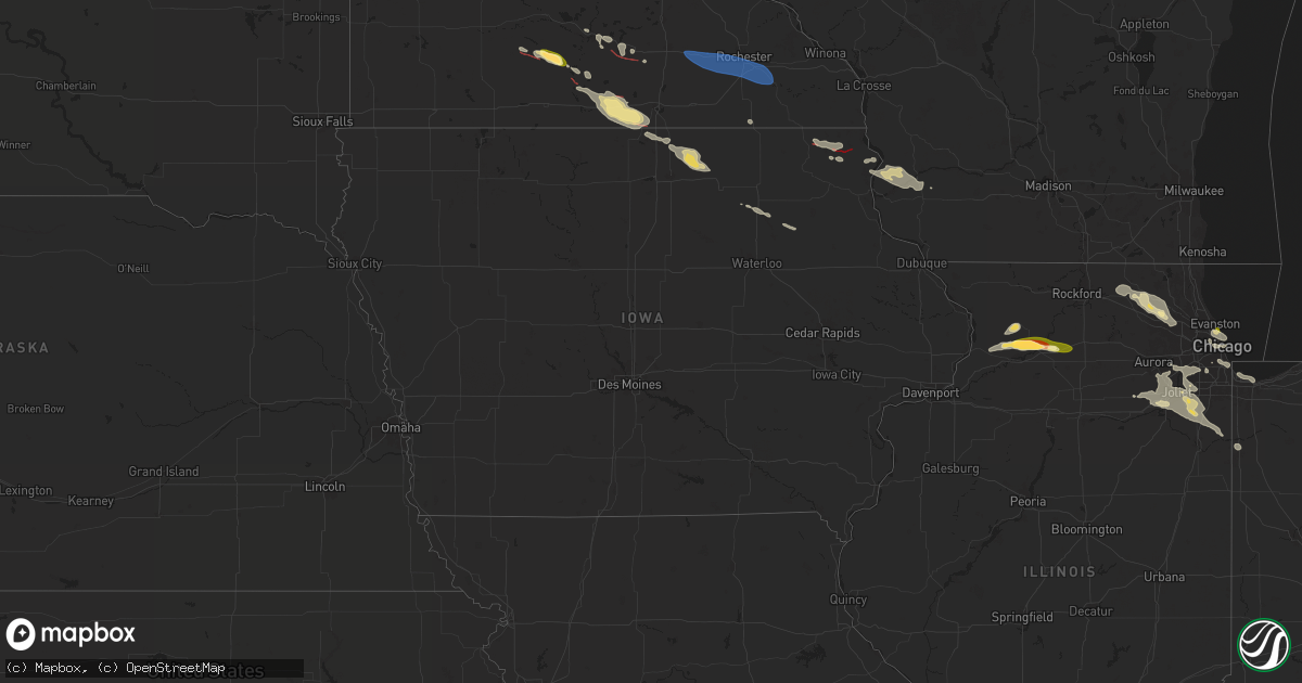 Hail map in Iowa on August 5, 2024