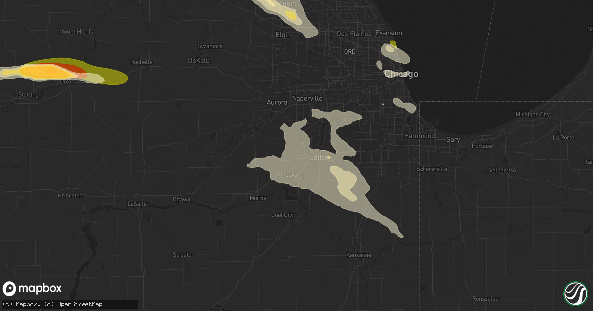 Hail map in Joliet, IL on August 5, 2024