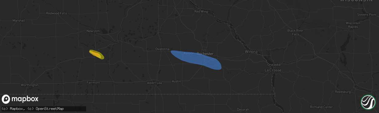 Hail map in Kasson, MN on August 5, 2024